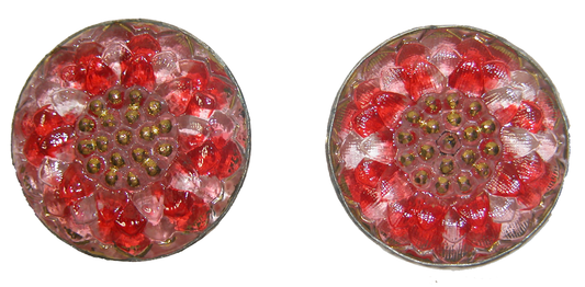 17694 Peppermint Flower Czech Button, Sterling Silver Earrings