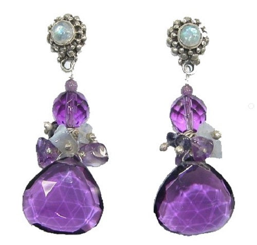 Amethyst Gemstone Bauble Sterling Silver Earrings
