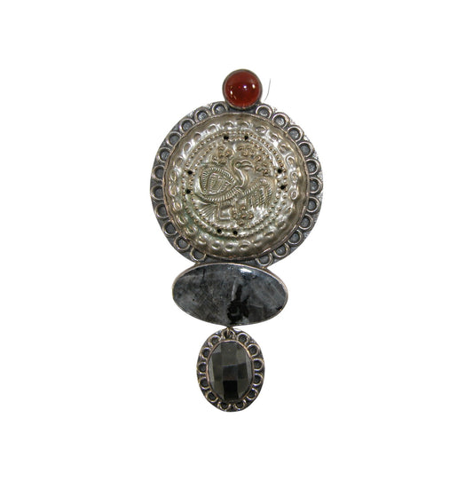 18352 Norwegian Moonstone, Hematite, Sterling Silver Pin and Pendant