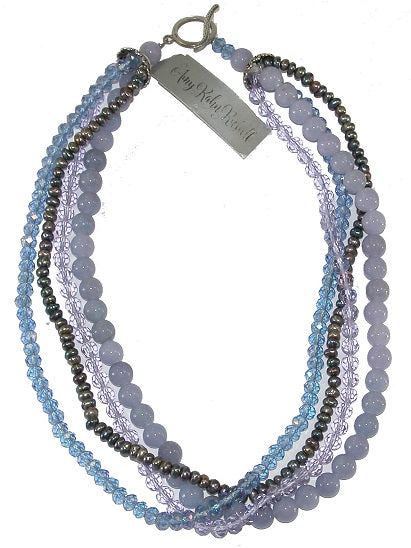 Multistrand Jade Freshwater Pearl and Angelic Crystal Necklace