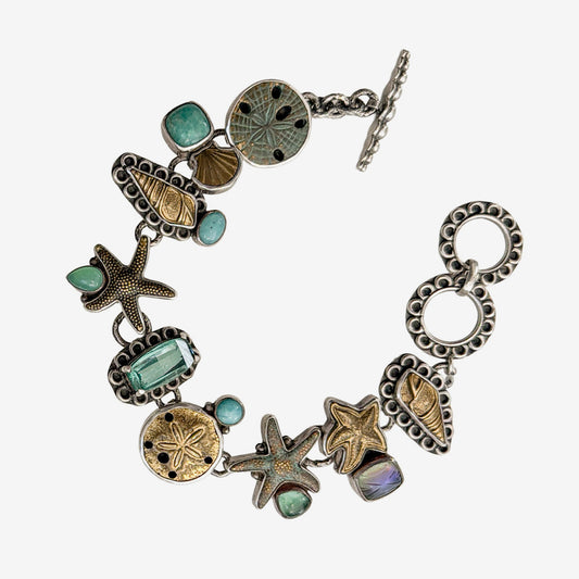 18753 Amazonite, Quartz Seashell Sterling Silver Bracelet