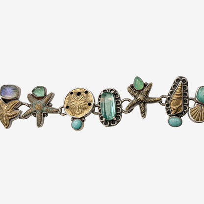 18753 Amazonite, Quartz Seashell Sterling Silver Bracelet