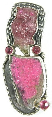 One of a Kind Carved Tourmaline Owl Tourmaline Sterling Silver Pin Pendant