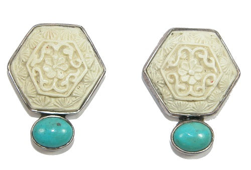 18877 White Cinnabar and Turquoise on Sterling Silver