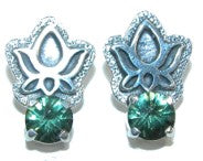 18889 Green Amethyst Lotus Flower Sterling Silver Earrings