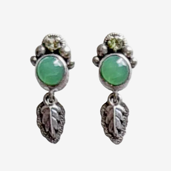 18925 Chrysocolla, Crystal Earrings