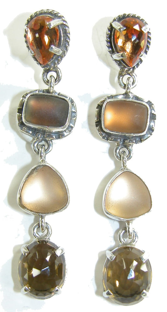 18926 Cognac Quartz Long Sterling Silver Earring