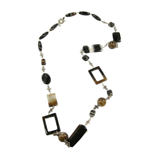 Agate, Black Onyx Beaded Necklace