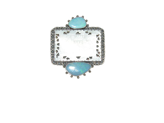 Opal& Mother of Pearl Game Piece Sterling Silver Pin Pendant