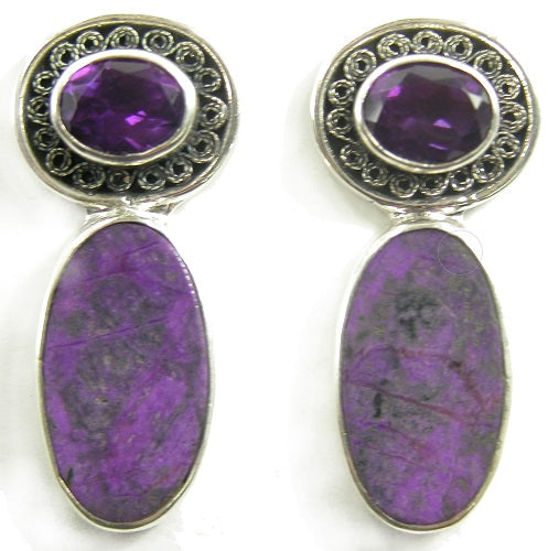 19451 Amethyst Sugalite Sterling Silver Earring