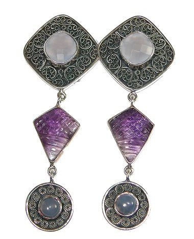 19805A Chalcedony Carved Amethyst Sterling Silver