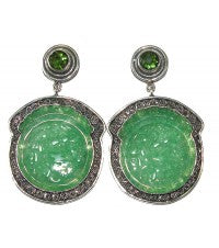 Carved Green Quartz Agate Post Earrings