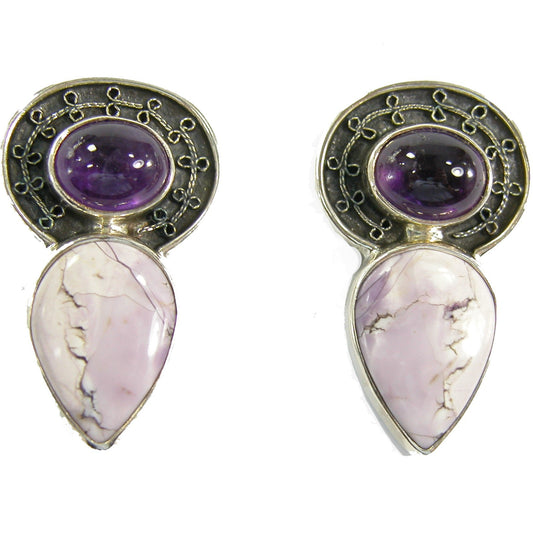 19843 Jasper, Amethyst Sterling Silver Earrings