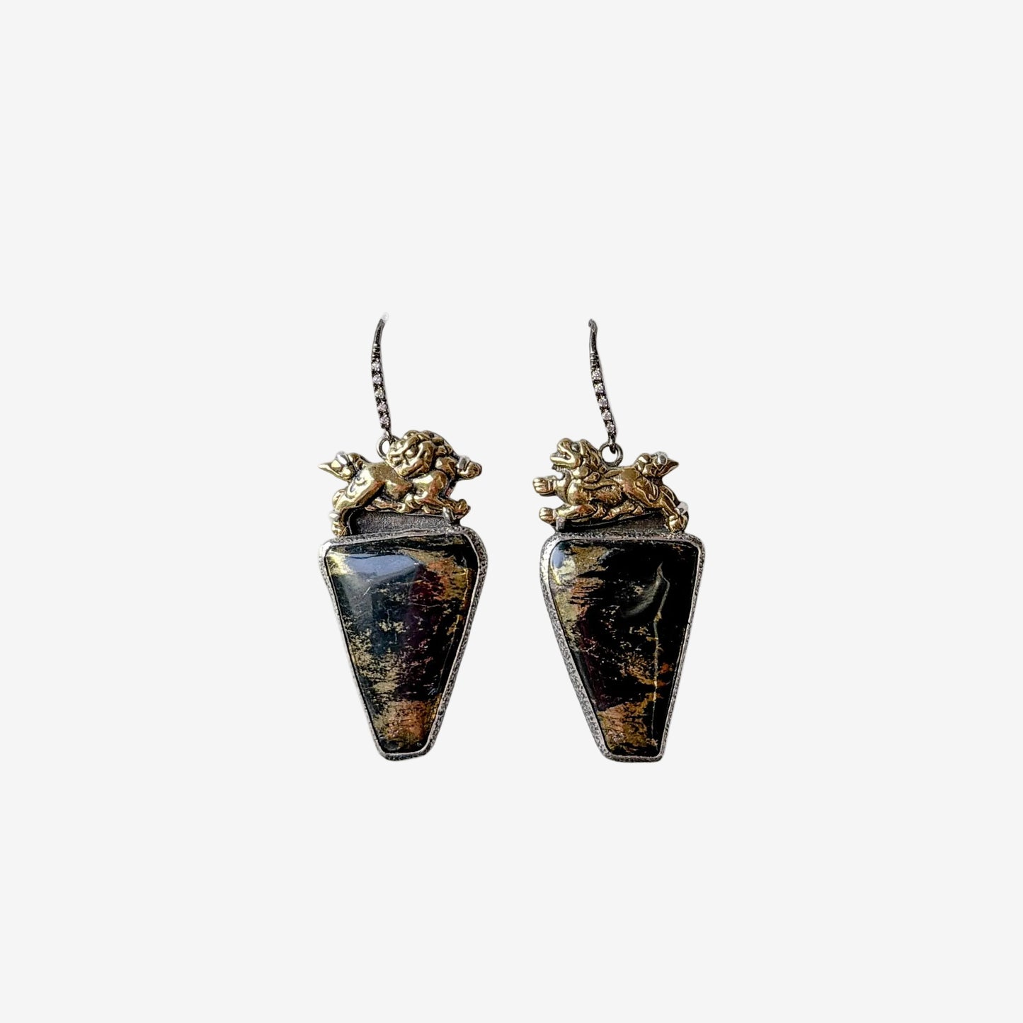 19918A Apache Gold, Pave Crystal Sterling Silver Earrings