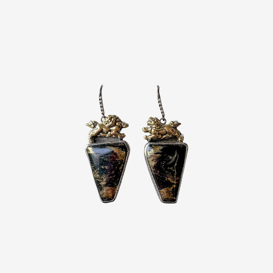 19918A Apache Gold, Pave Crystal Sterling Silver Earrings