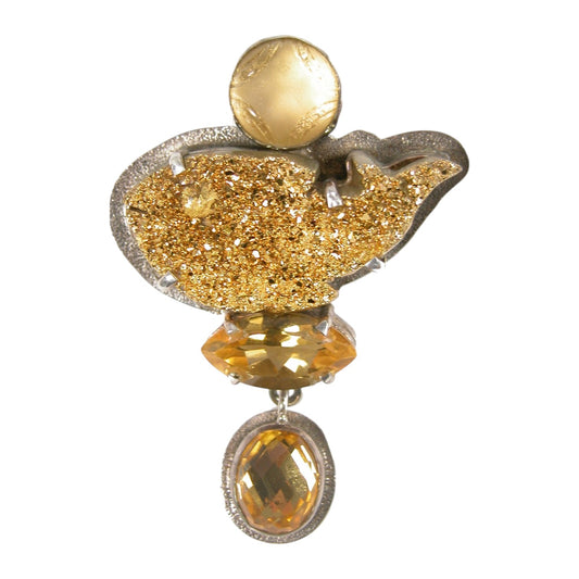 20011 Citrine Druzy Sterling Silver Pin and Pendant