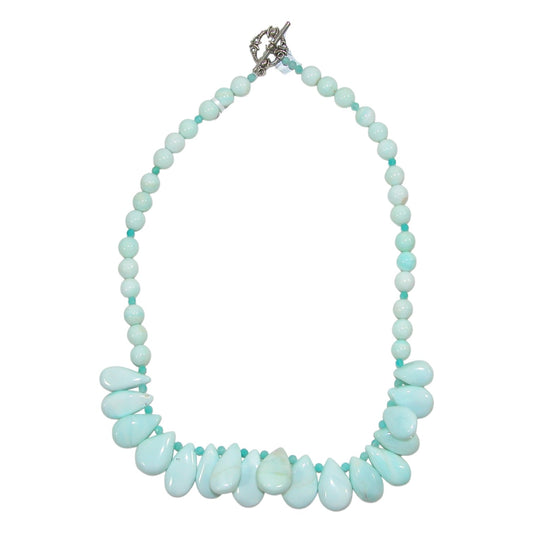 Hemimorphite, Amazonite Beaded Sterling Silver Necklace