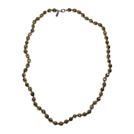 Gold Hematite Beaded Sterling Silver Necklace