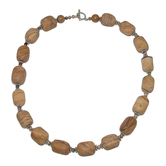 20025 Picture Jasper Sterling Silver Beaded Necklace