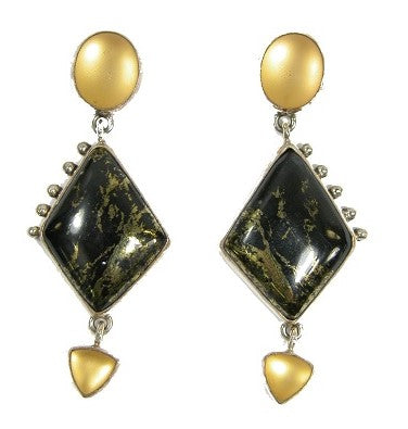 Apache Gold Frosted Quartz Sterling Silver Earrings