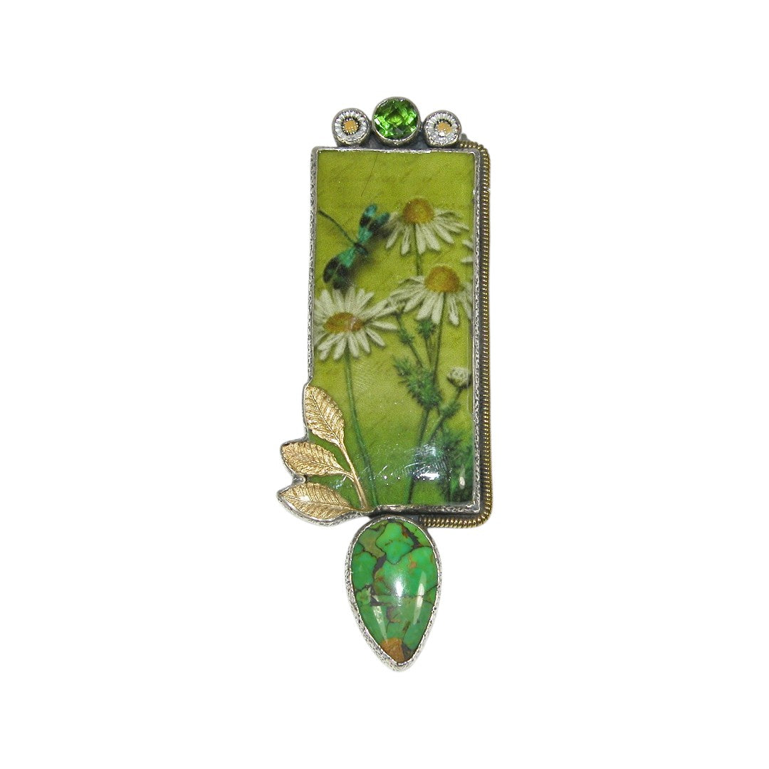 20039 Hand Made Tile, Turquoise Sterling Silver Pin and Pendant