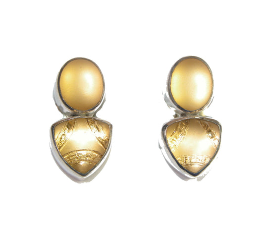 20053 Double Quartz Cabachon Sterling Silver Earrings