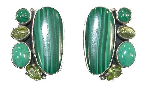 20185 Malachite Peridot Turquoise Sterling Silver