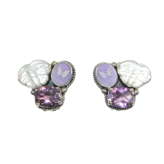 20188 Amethyst, Mother of Pearl Sterling Silver Earrings