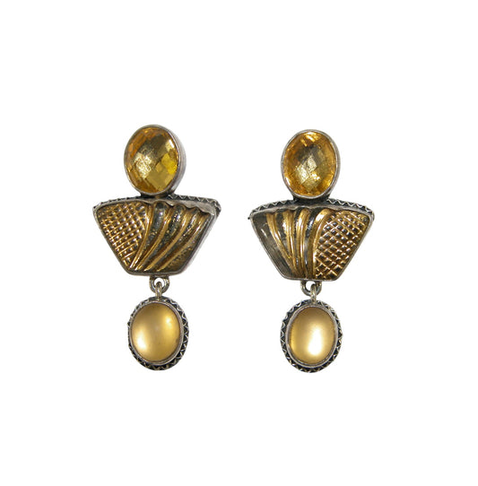 20192B Gold Under Quartz Sterling Silver Earrings