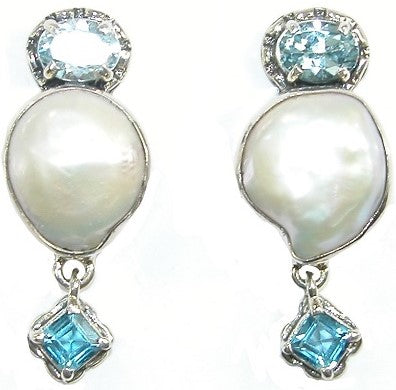 Pearl Blue Topaz Sterling Silver Earring