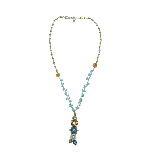 20250 Citrine, Peridot, Blue Topaz Calcite Sterling Silver