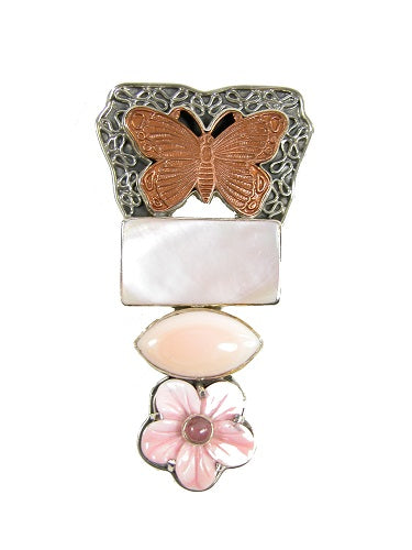 20281 Mother of Pearl Pink Shell Sterling Silver Pin Pendant