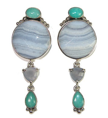 20299 Blue Lace Agate Amazonite Chalcedony Sterling Silver