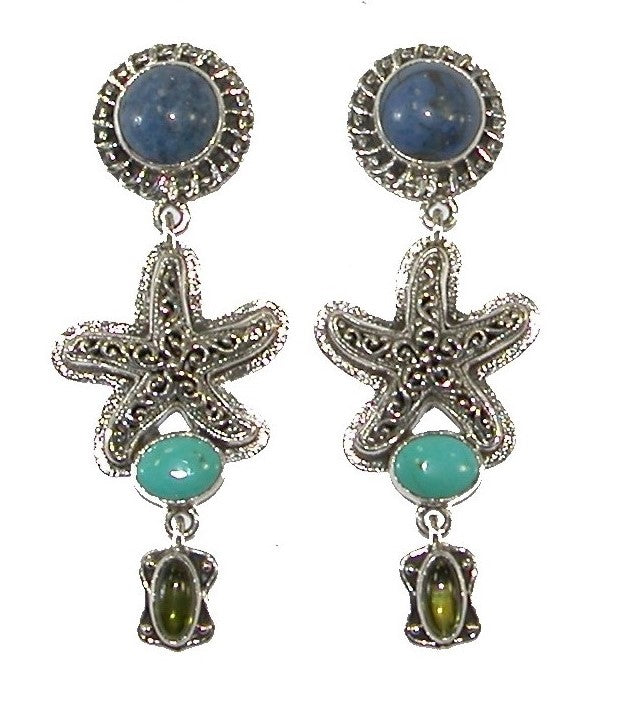Starfish Kyanite Peridot Turquoise Earring