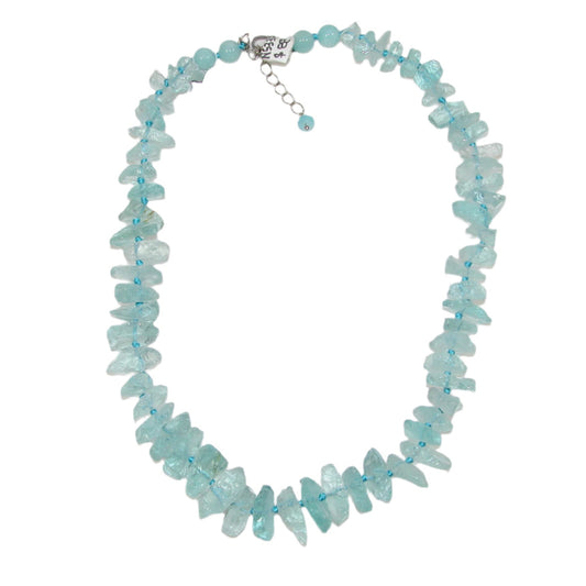 Aquamarine Beaded Sterling Silver Necklace