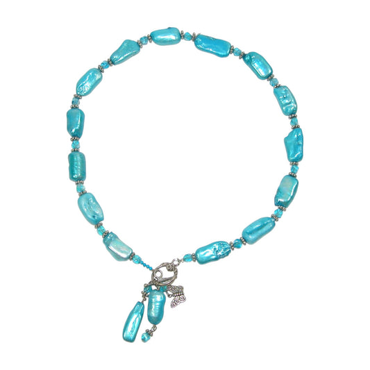 Freshwater Pearl Crystal Beaded Sterling Silver Necklace