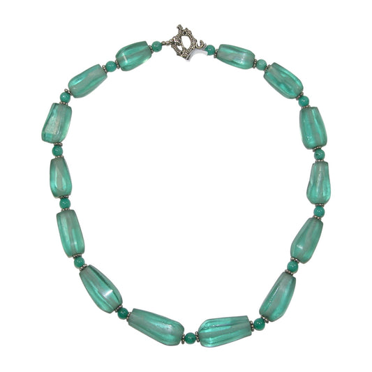 Sea Glass Beaded Sterling Silver Necklace