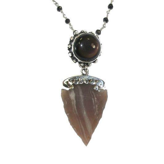 Arrowhead Beaded Sterling Silver Necklace