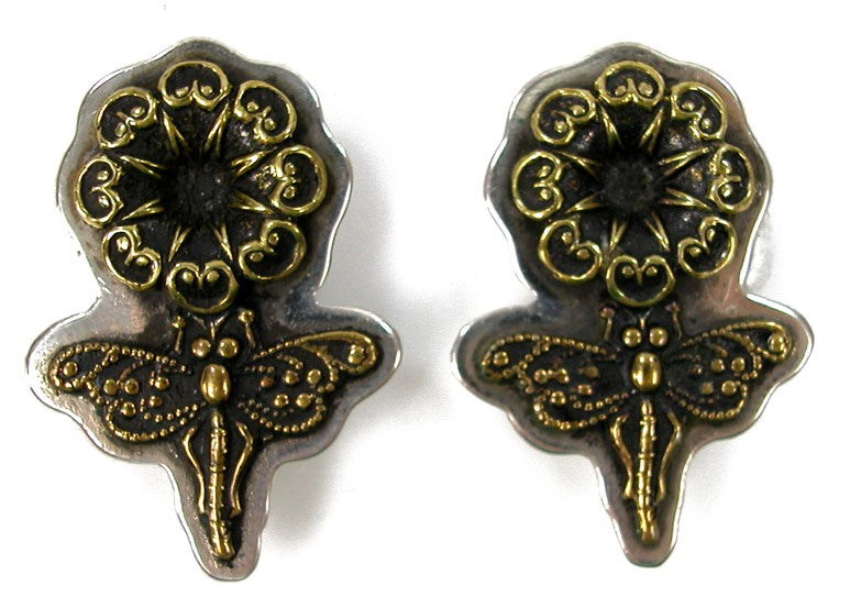 Brass Dragonfly Flower Earring