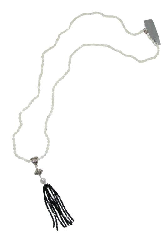 Mother of Pearl w/Black Crystal Tassel