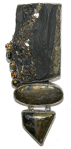 Slade Pyrite Apache Gold Sterling Silver Pin Pendant