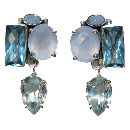 20453 Natural Chalcedony Topaz Opal Sterling Silver Earring