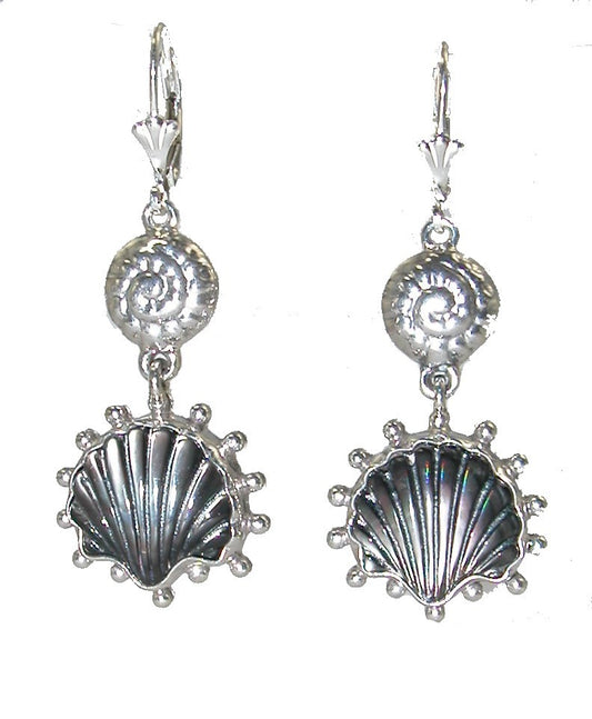 20525 Mother of Pearl Carved Shell Sterling Silver Earrings