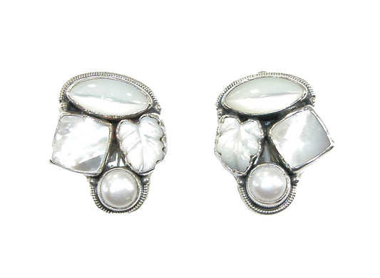 Freshwater Pearl Mother of Pearl Sterling Silver Earring