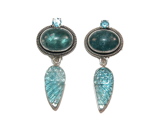 Aquamarine Blue Topaz Sterling Silver Earrings