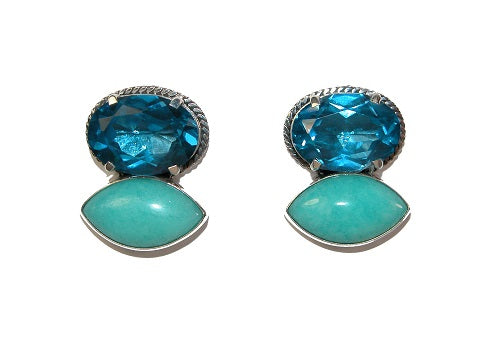 Amazonite Blue Quartz Sterling Silver Earrings