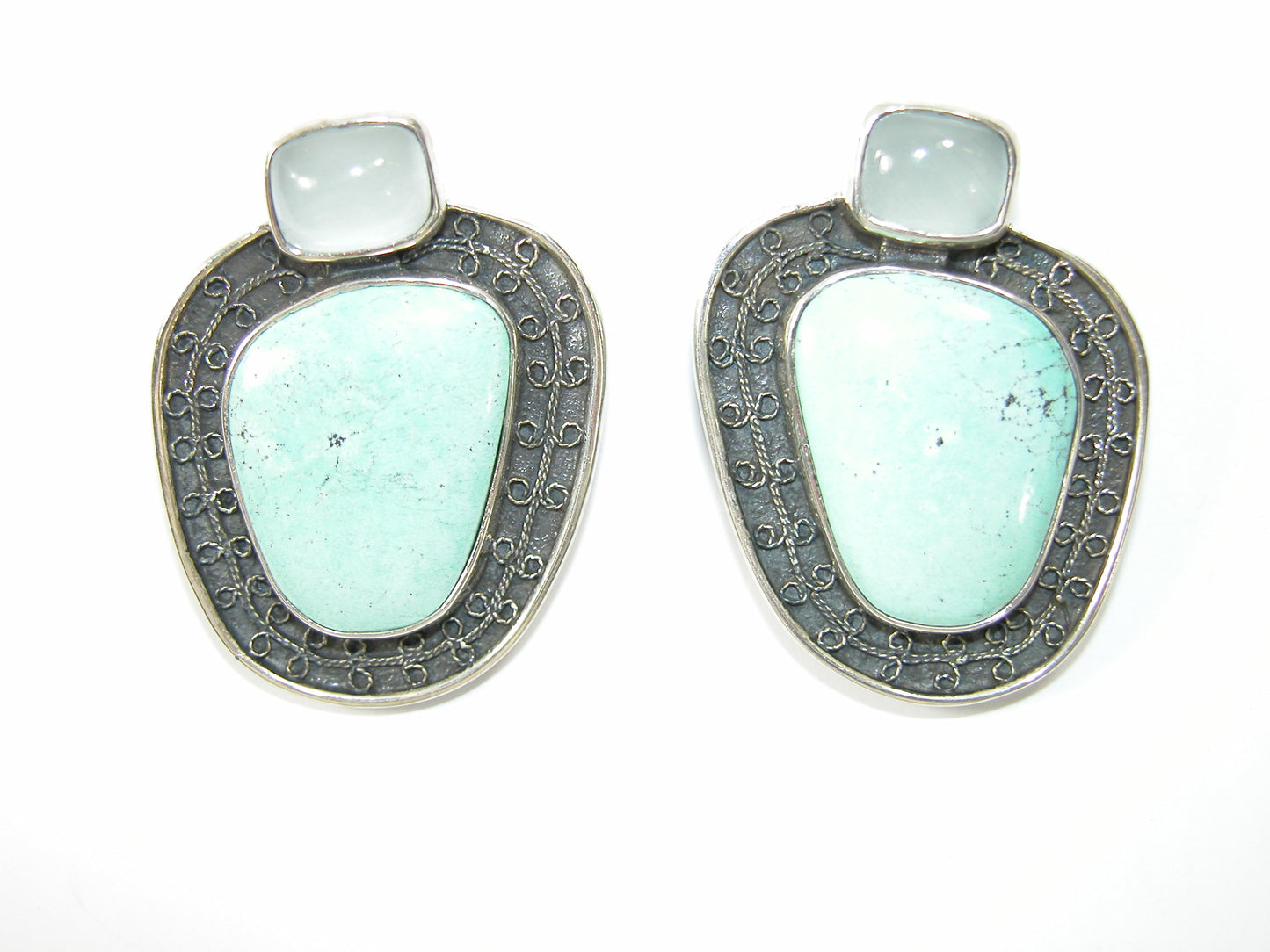 Turquoise Aquamarine Sterling Silver Earring