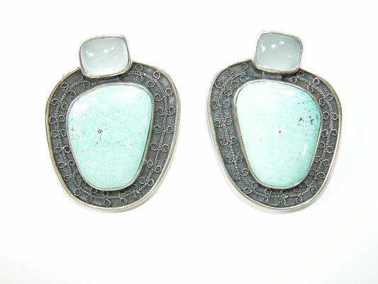 Turquoise Aquamarine Sterling Silver Earring