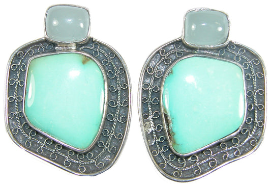 Aquamarine Turquoise Sterling Silver Earring