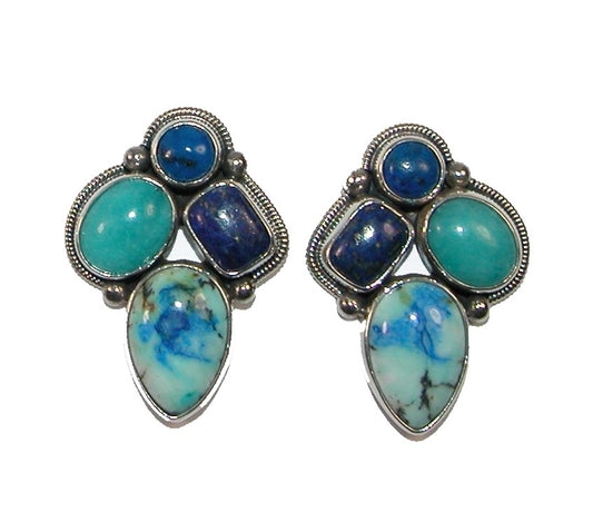 Amazonite Lapis Azurite Sterling Silver Earring